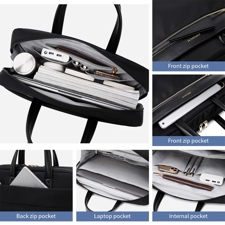 Low MOQ Business Men Micro Leather Office Bag Vintage Man Briefcase Polyester Laptop Bags Luxury Laptop Briefcase Bag