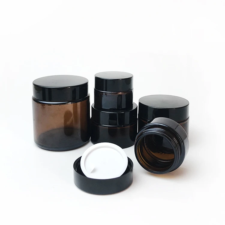wholesale custom logo in stock 30g glass cream jar amber cosmetic glass jars for creams