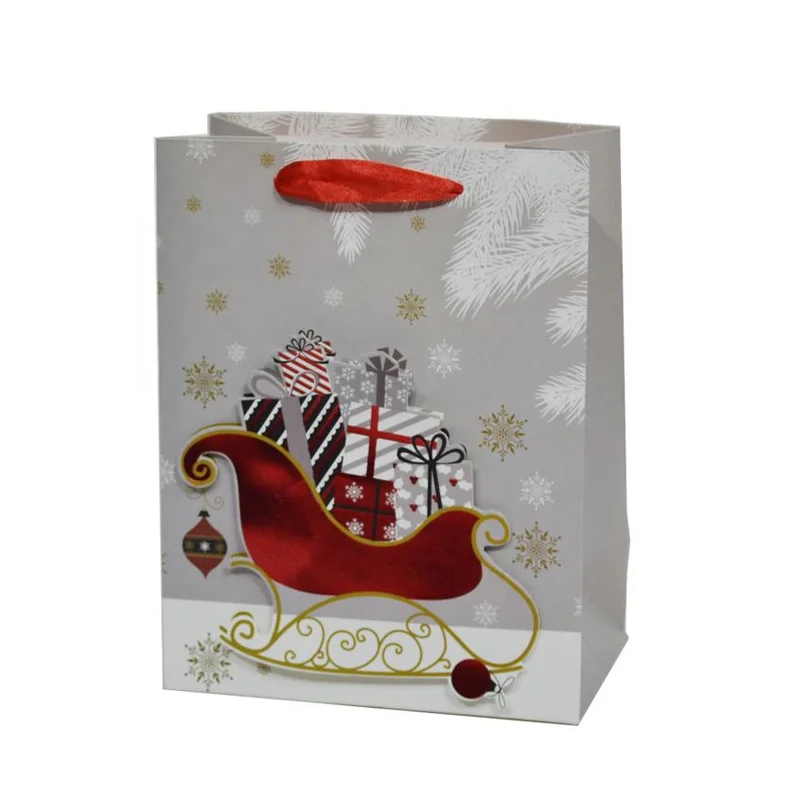Free sample wholesale custom printing logo Christmas shopping bag party gift bags with handle