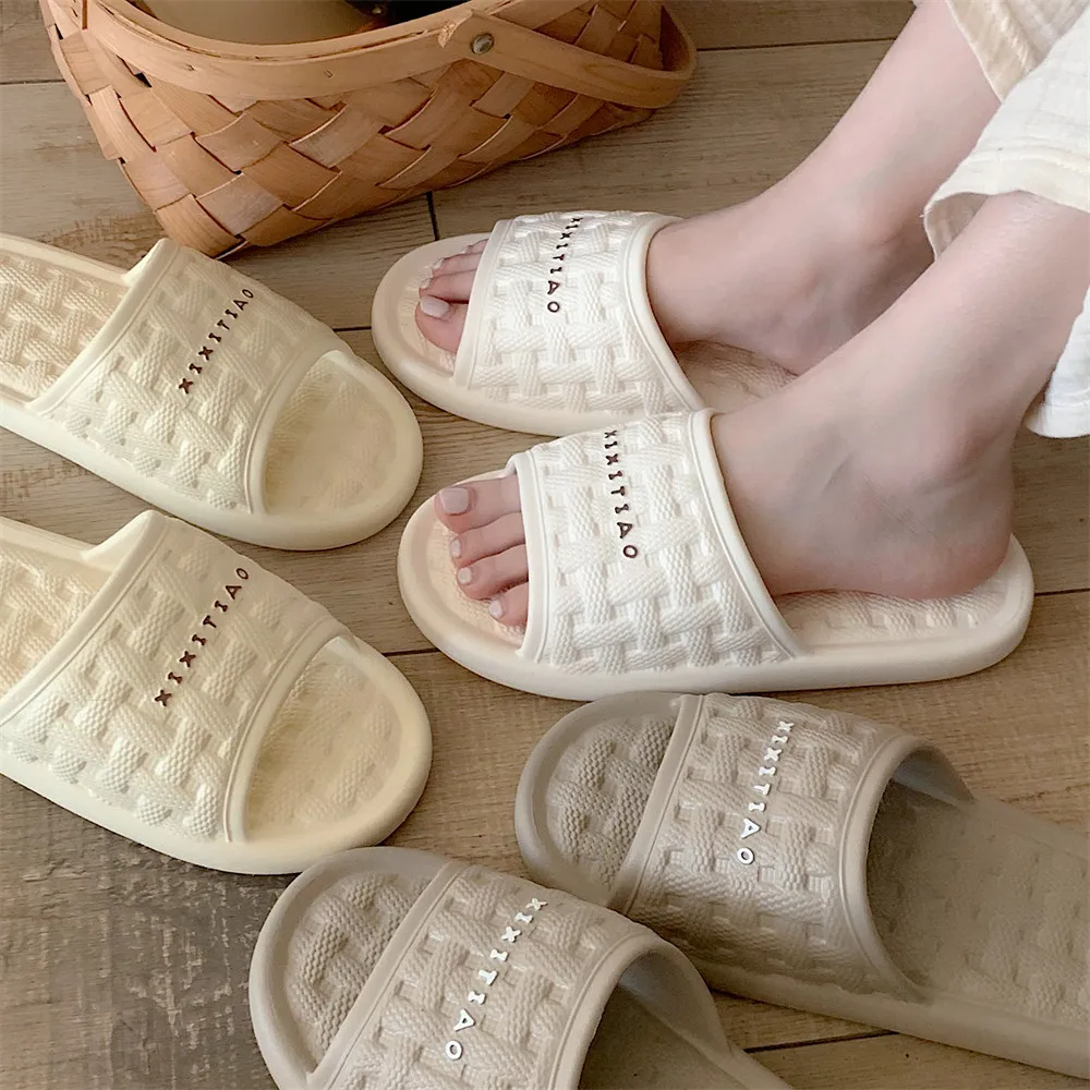 2024 New Texture Style Basic Simple Bedroom Outdoor Eva Light Soft Quiet Non-Slip Home  Woman Slippers
