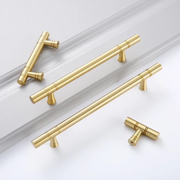 Wholesale Gold Brass Kitchen Cabinet Furniture Hardware Pull Handles For Home Decorative