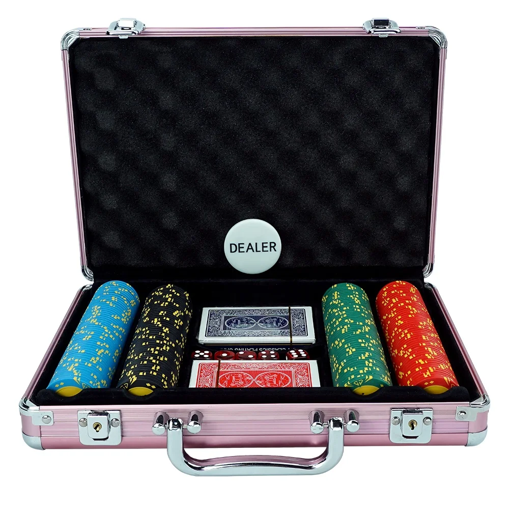 New design pink aluminum box chips poker casino accessory cases for storage 200pcs 39mm or 40mm 43mm poker chips