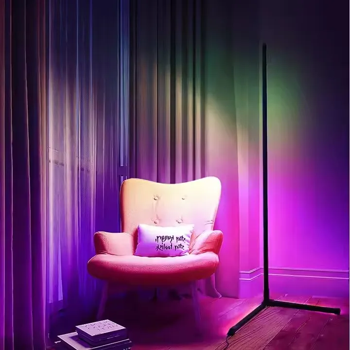 RGB угловой напольный светильник волшебный светодиодный атмосферный прямоугольная линия затемнения декоративный трехцветный ночной Светильник