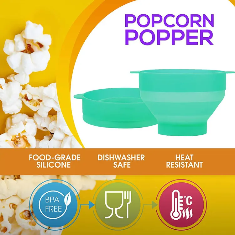 Food Grade Microwave Popcorn Popper Silicone Popcorn Bowl Home Microwaveable Pop Corn Maker