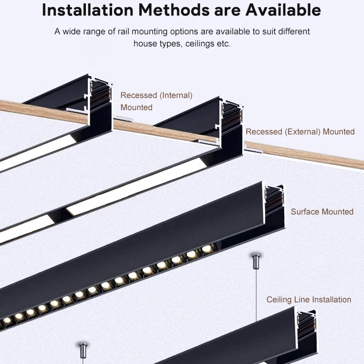 Home Office Commercial Lighting Surface Aluminum Rail Grille Lamp Linear Led Folding Magnetic Track Light