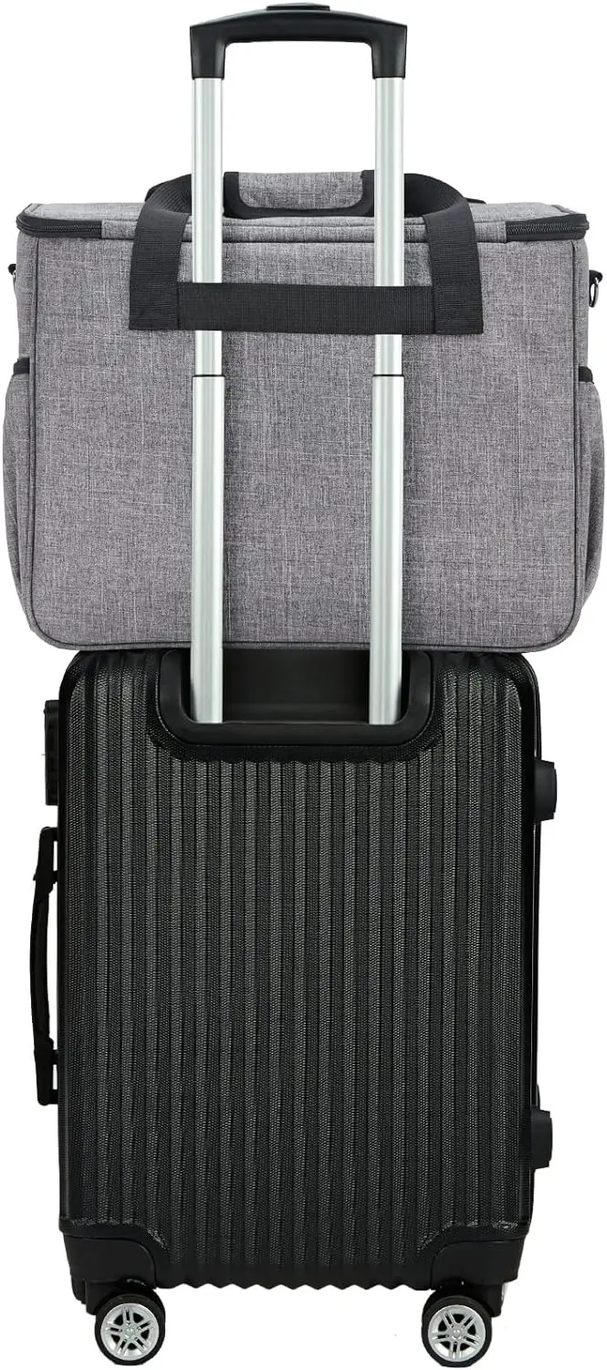 Sewing Machine Carrying Case, Universal Travel Tote Bag with Shoulder Strap for Singer, Brother, Janome and Accessories, Grey