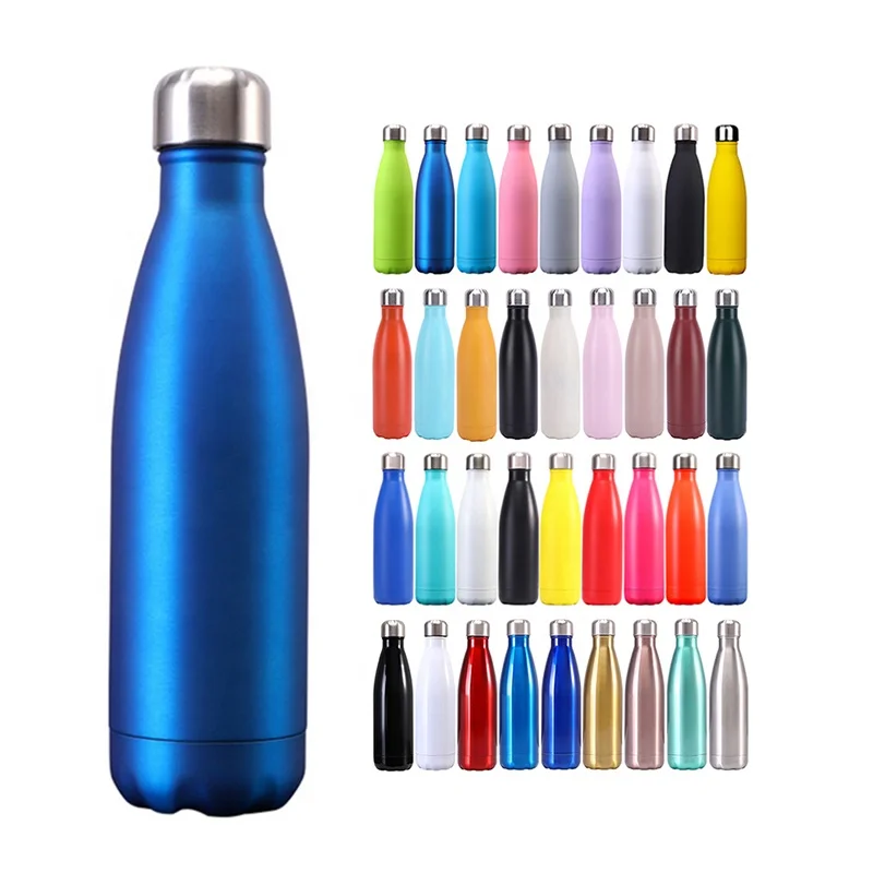 Wholesale Custom Logo 500ML Vacuum Insulated  Water Bottle 17oz Leak-Proof Double Walled Cola Shape Stainless Steel Water Bottle