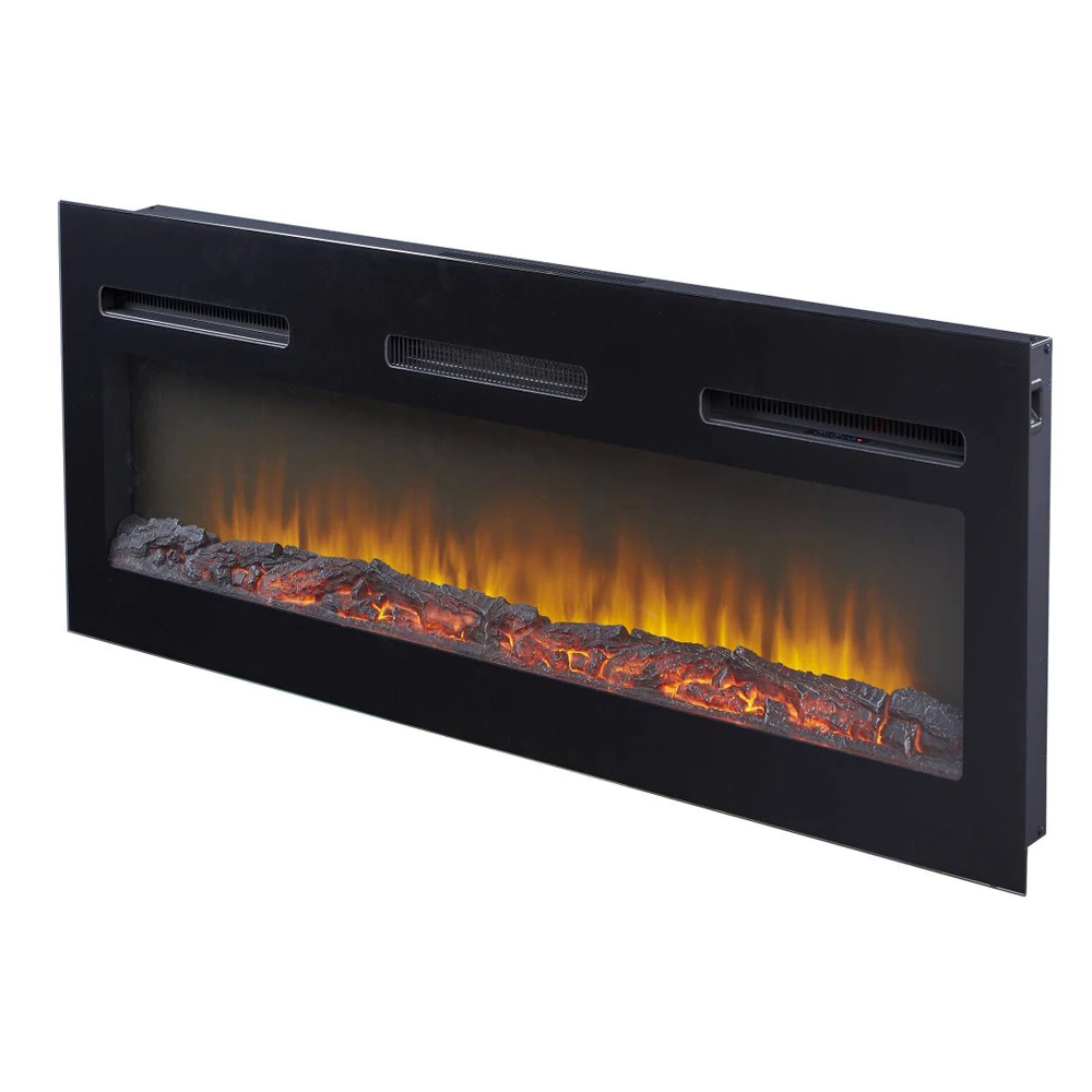 Ama zon hot sell 40' 50' 60' inch LED log crystal pebble flame effect Wall recessed or wall mounted electric fire place
