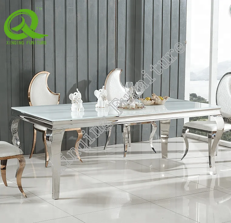 Stainless Steel Base Glass Top Small Round Dining Table