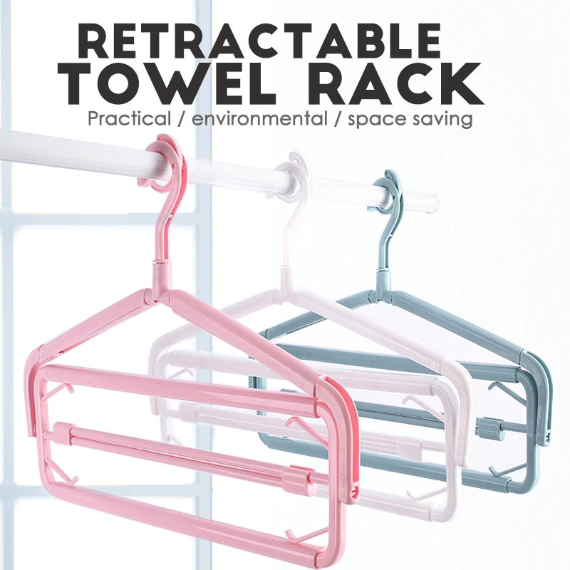  Convenient Retractable Space Saving Tower Hanger Plastic Rack