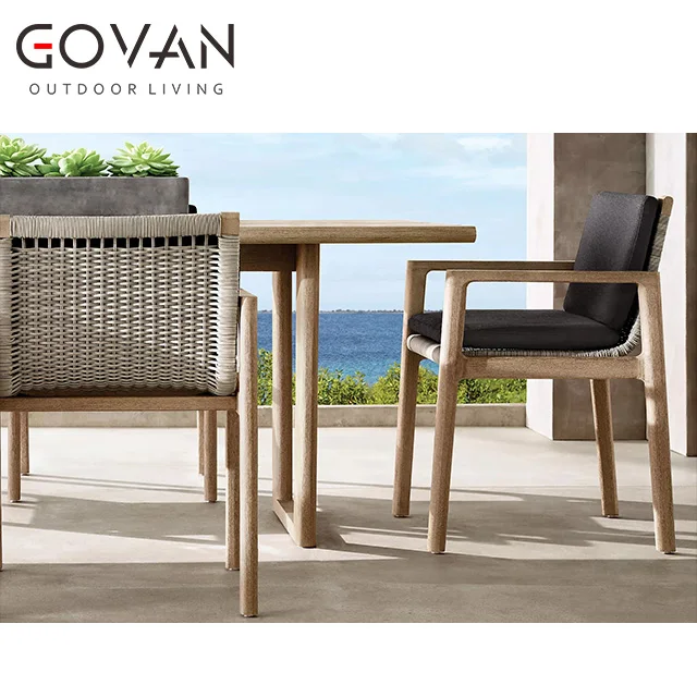 New Arrival Modern Design Outdoor Furniture Garden Hotel Leisure Solid Teak Wood Rectangular Dining Table
