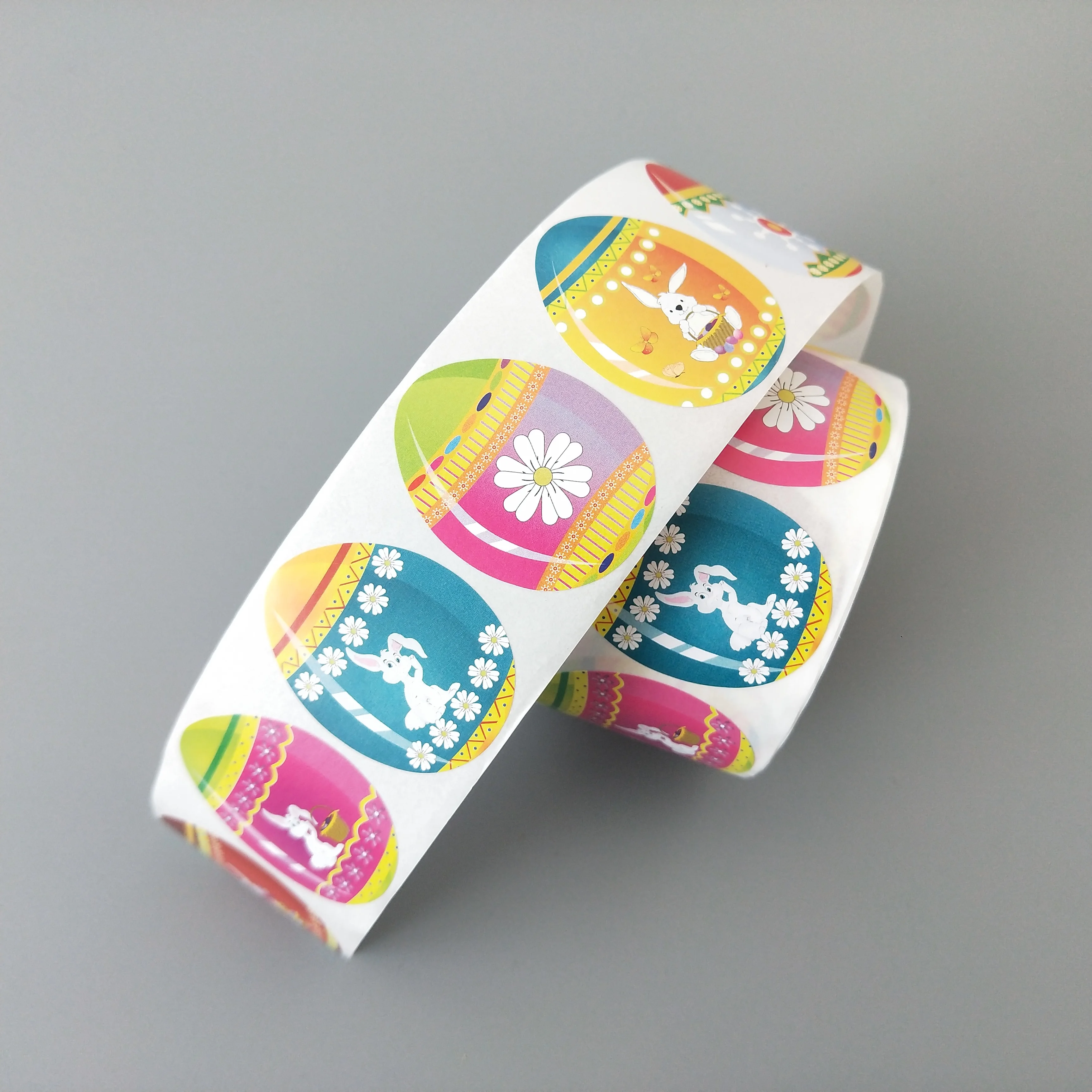 Egg shaped Roll sticker with cute rabbit for Easter gifts packaging