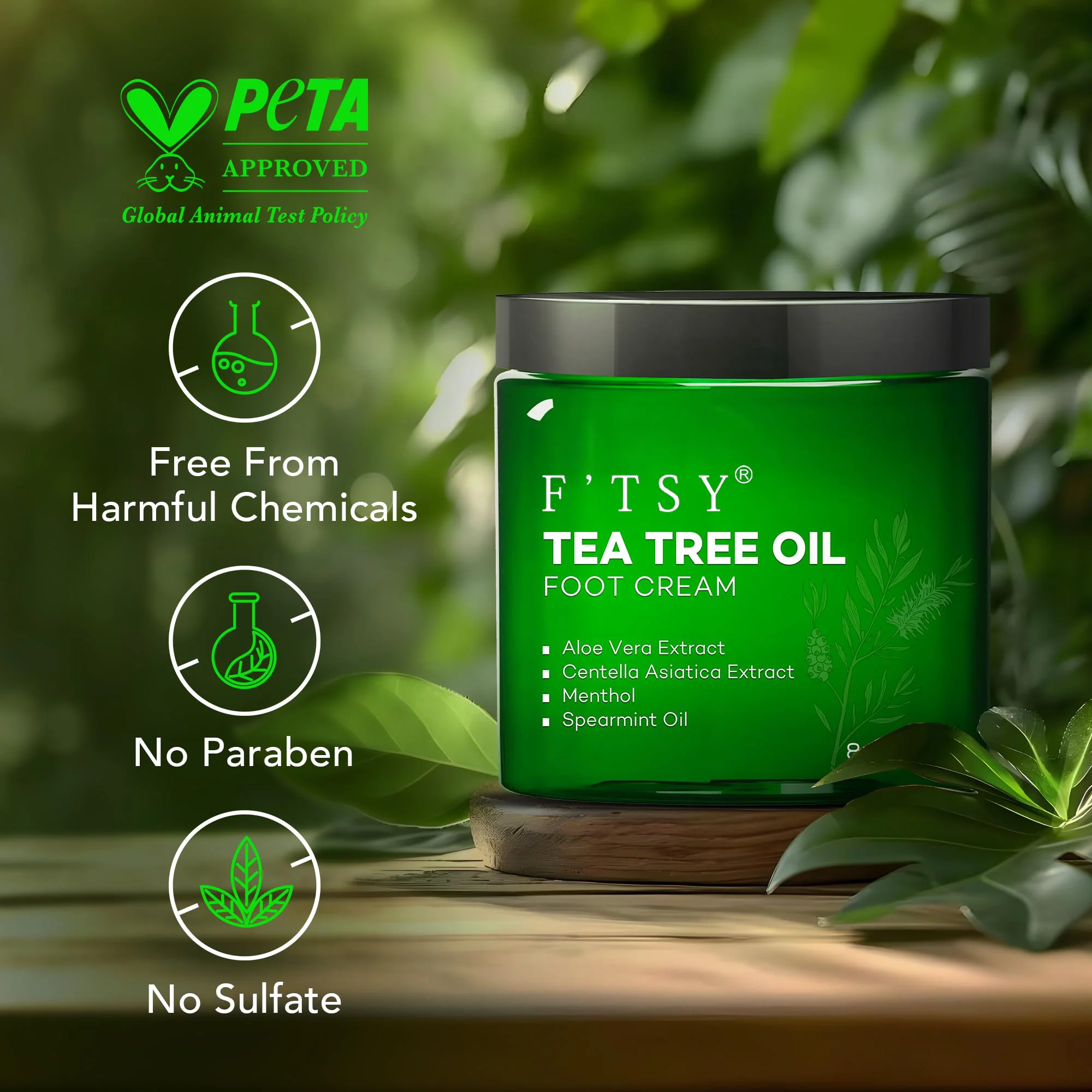 Private Label Natural Tea Tree Oil Foot Cream Soften and Tone Dry Skin and Calluses Foot Cream For Foot Care