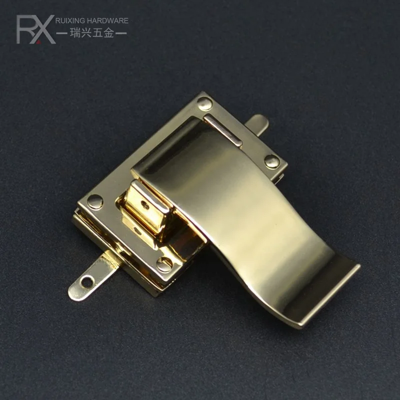 customized zinc alloy metal decoration Leather Bags lock Closure Bag part folding Lock buckle clasps for bag hardware clip lock