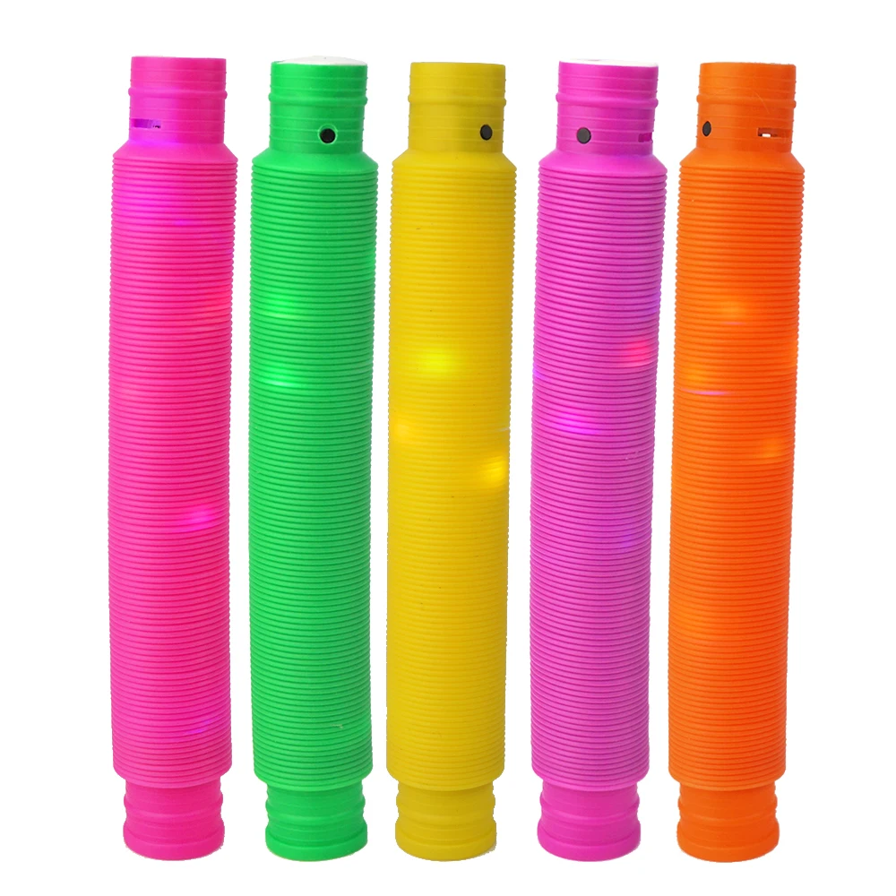 Plastic Stretch LED Light Pop Tubes Sensory Fidget Toys Stress Relief Party Favors for Kids