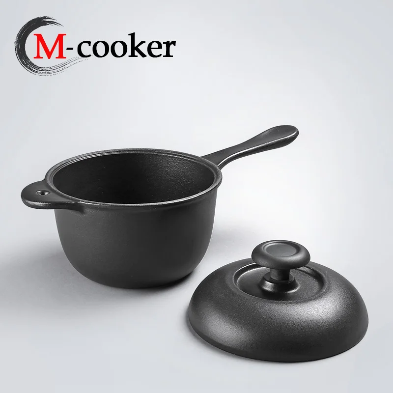 Home Kitchen Cooking Cast Iron Milk Soup Enamel Sauce Pot Pan With Handle