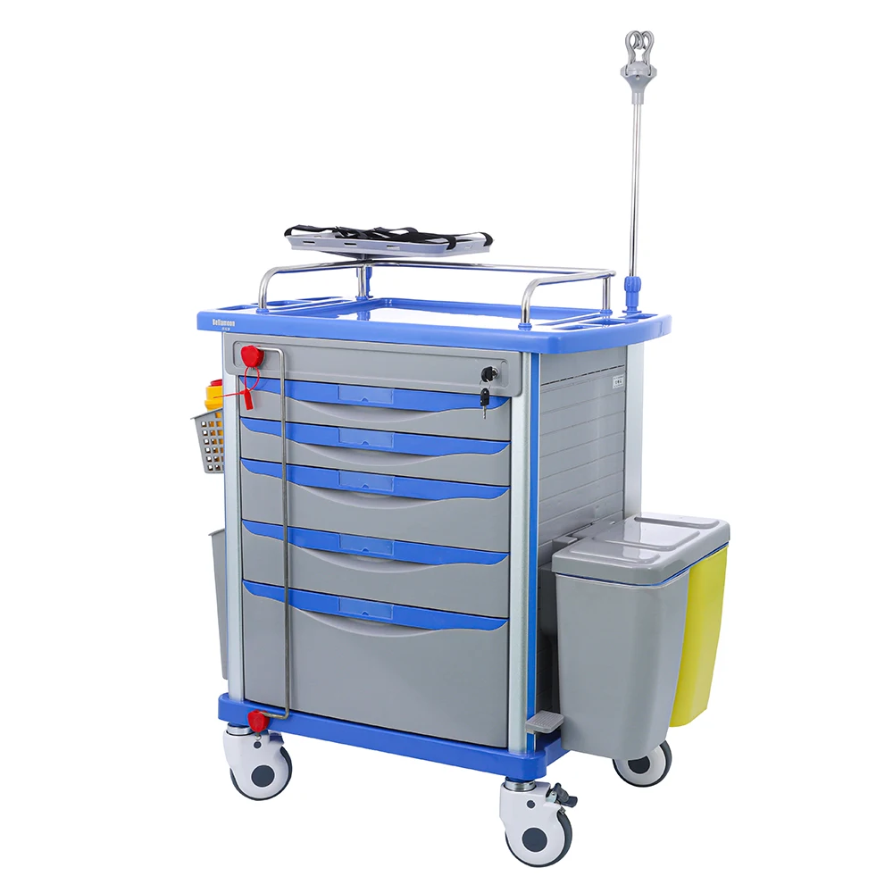 Высококачественная Съемная тележка из АБС-пластика для больниц, тележка для аварийной ситуации с дефибрилляторами