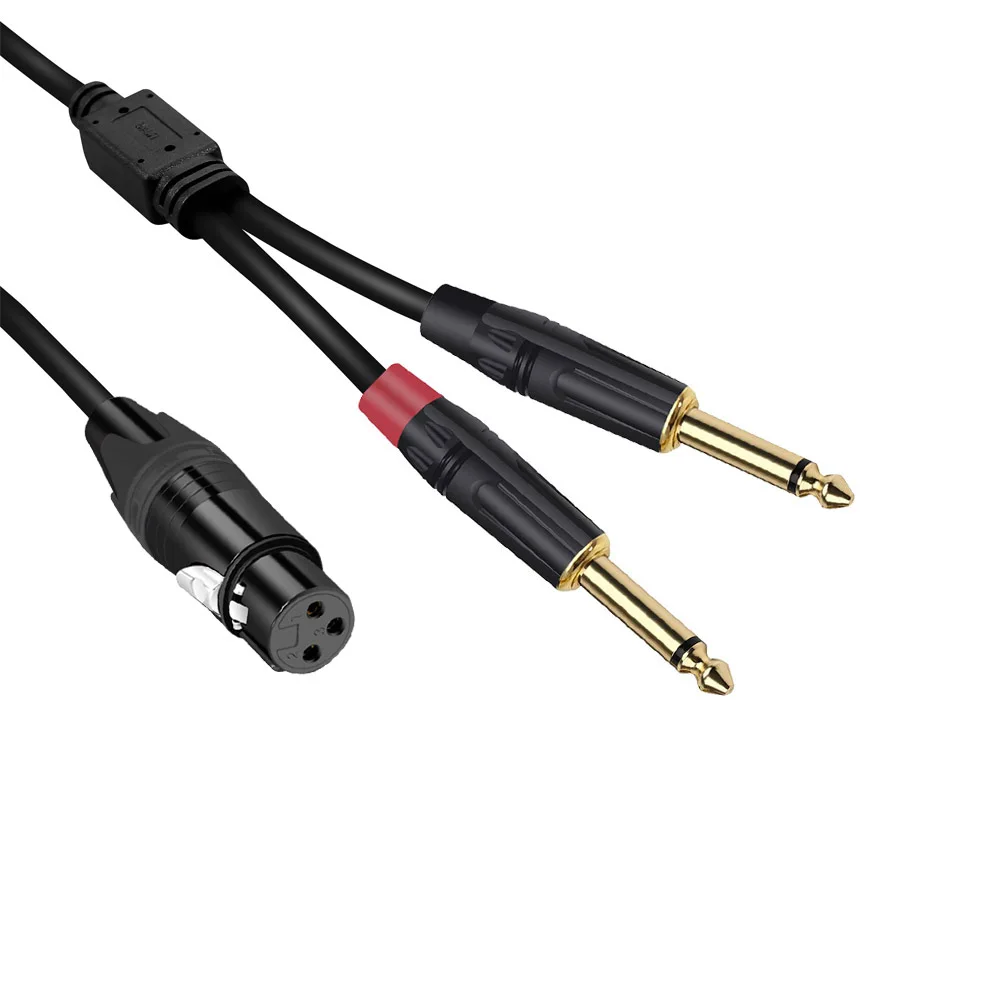 Doonjiey XLR female to dual 1/4 TRS 6.35mm male Balanced Interconnect Wire Mic Cable for Microphone