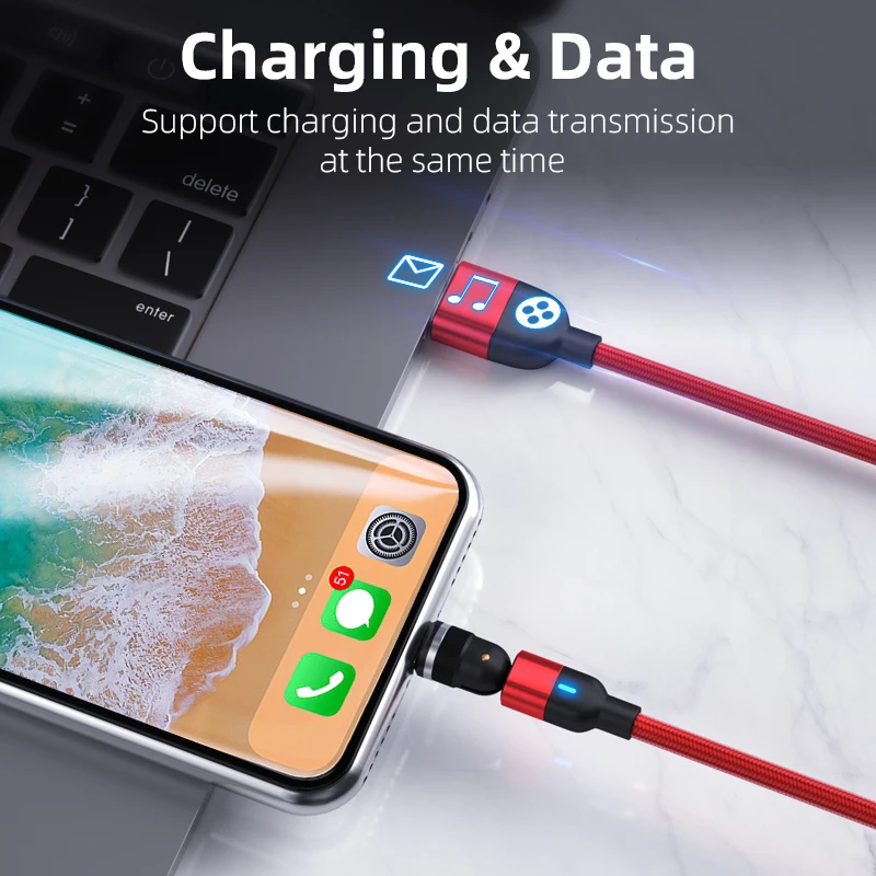  3 в 1 нейлоновый Плетеный Магнитный зарядный кабель совместим с Micro USB Type C usb для мобильного телефона передачи