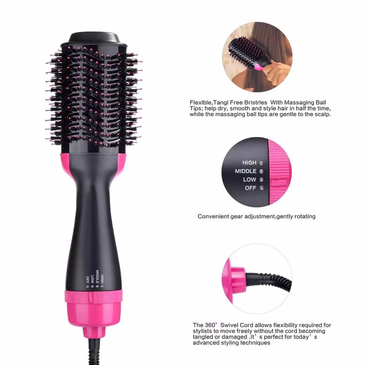 Beauty equipment brush one step multi-function 3 in 1 volume electric heating hair dryer hot air comb