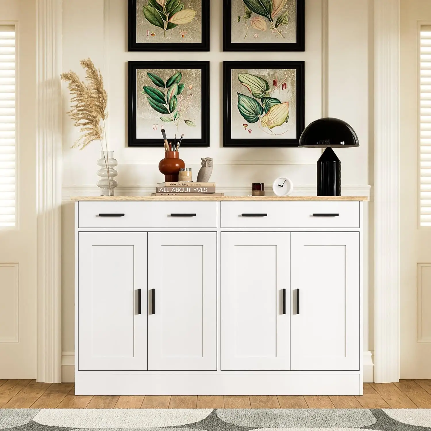Vida Designs Arlington Sideboard, Buffet Table, Cupboard Cabinet (White & Oak, 2 Drawer 3 Door)  Cabinet for Living Room