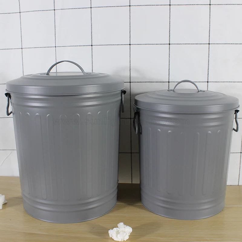 Miniature round Iron Trash Can Sustainable Household Food Waste Compost Canister Bucket