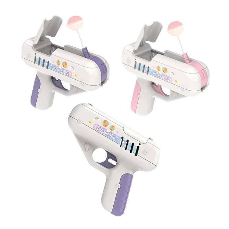  2021 Yohi Creatives Light Sugar Vending Surprise Lollipop Blaster Hand Shoot Gun Candy