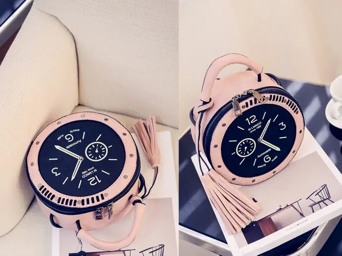 
Newest High Quality Clock Design Mini Shoulder Bag Travelling Sports Tote Bag Lady Handbags Custom Logo with tassel 