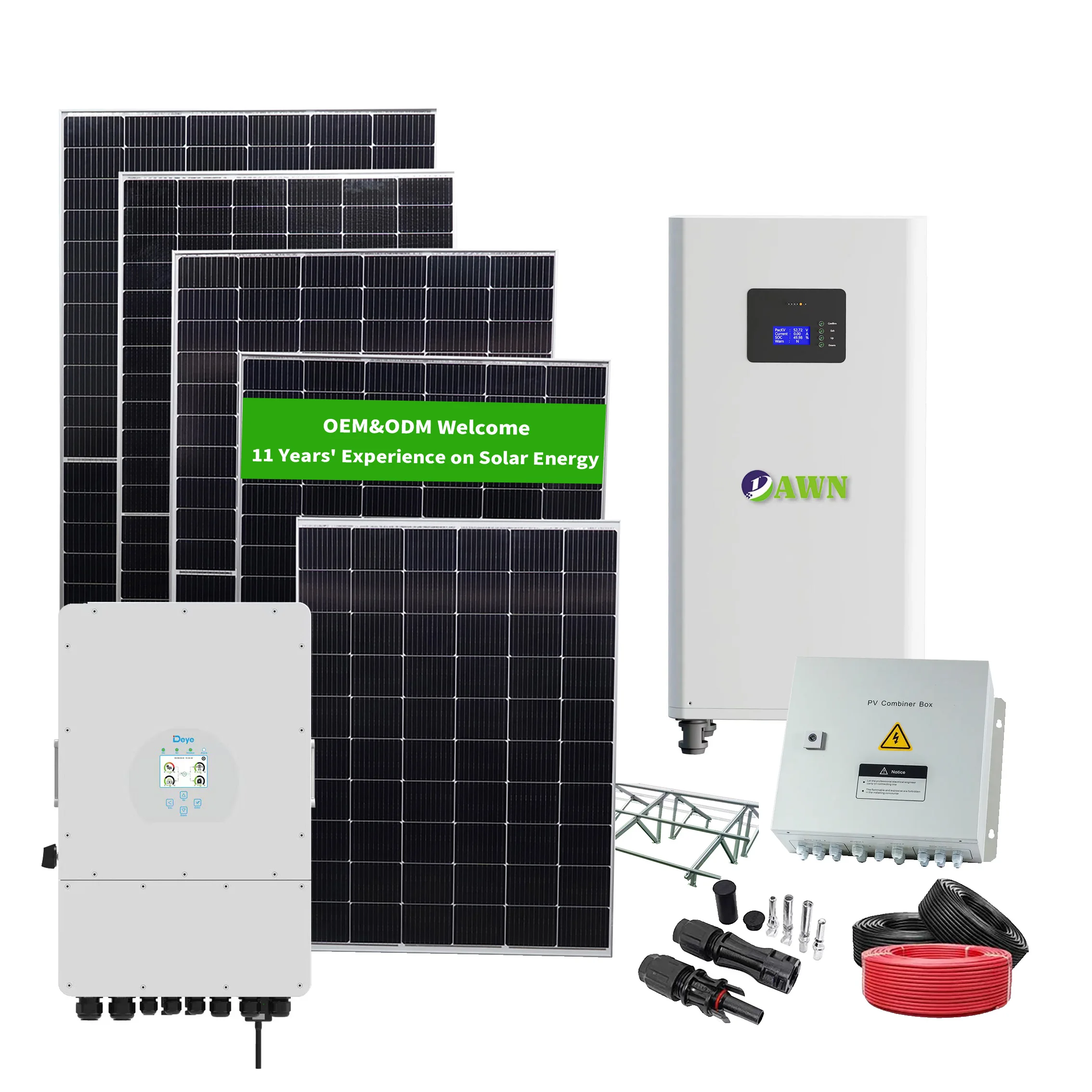Rich Experienced Factory Solar and Wind Turbine Hybrid System 10KW Hybrid Solar Power System with SMA Inverter for 3 Face