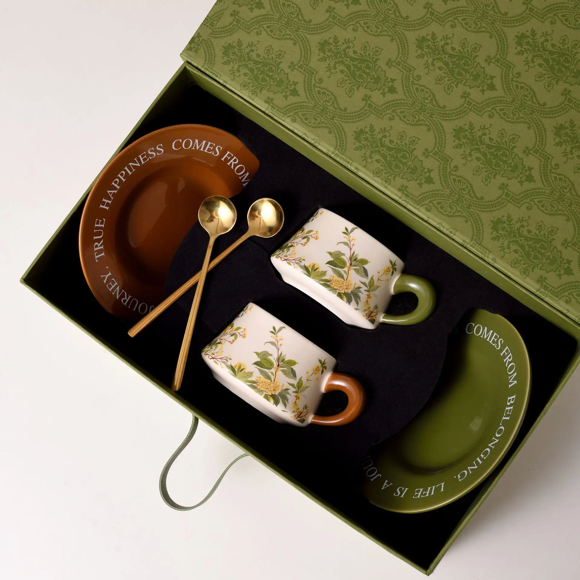 2 in 1 Coffee Cup Set Gift Box Ins Style Casual Restaurant Home Coffee Cup with handle