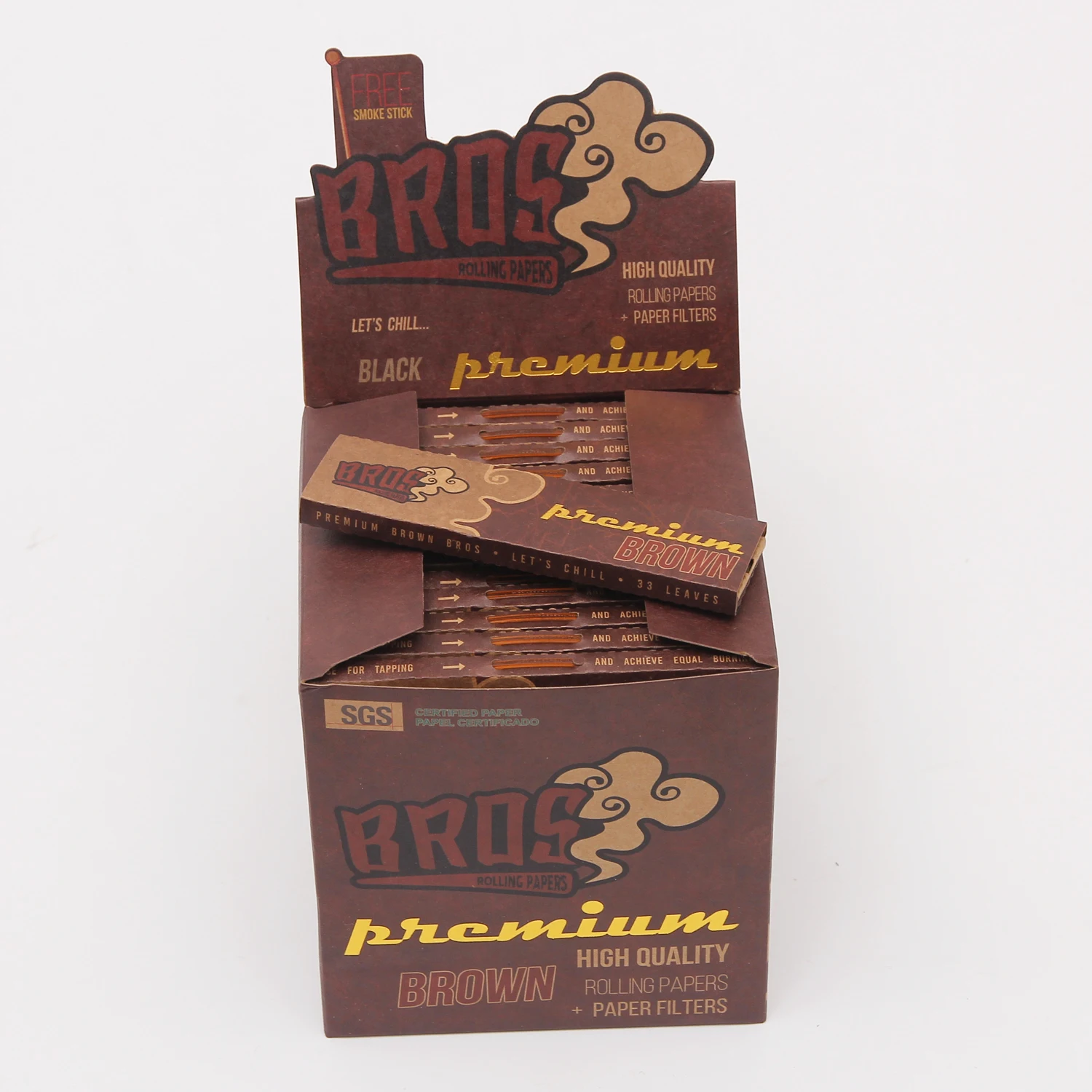 bros brown custom tobacco unbleached paper tips filters logo smoking rolling paper