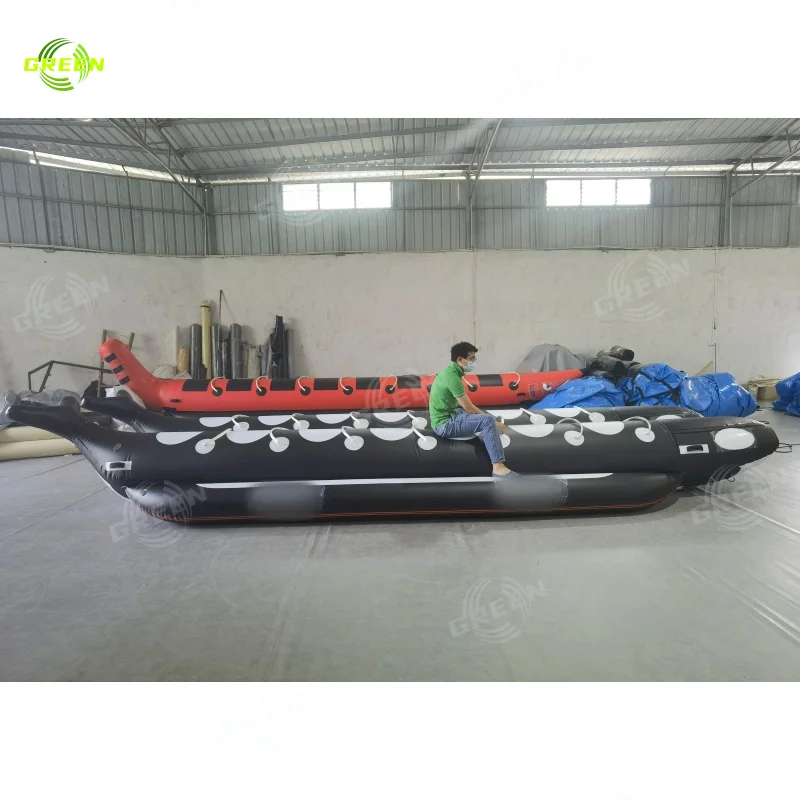 Green High Quality Inflatable Banana Boats Yellow Flying Fish Commercial grade 0.9mm PVC tarp inflatable sea banana boat towable