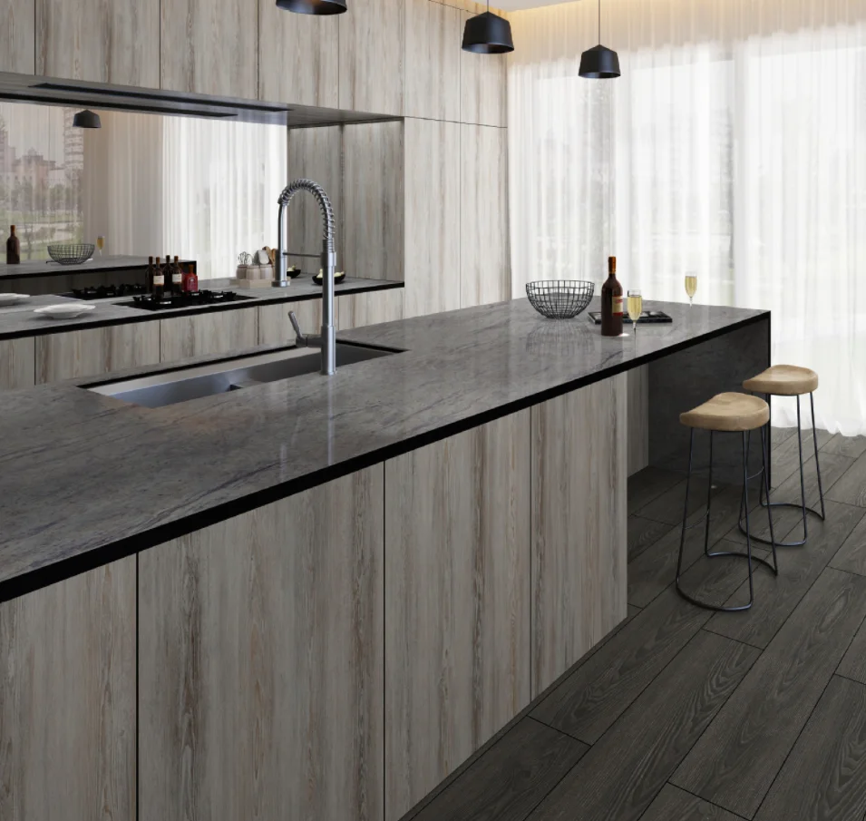 Modern Glossy Marble Look Compact Laminate Hygiene Surface Kitchen Worktops / Laminate Counter tops