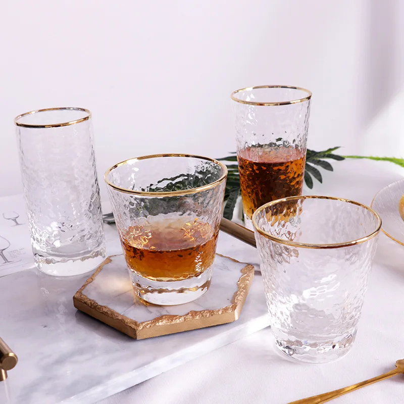 Набор стеклянной посуды Amazon Самые продаваемые товары 2023 в США вертикальная линия золотые Винные бокалы классические пластиковые для вечеринок