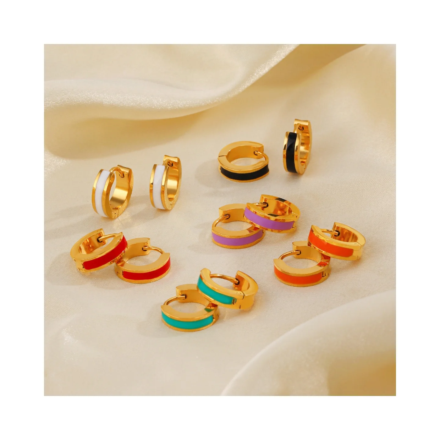 Multicolor Hollow Round Stud Earrings High Quality Wholesale Custom Cheap Fashion Colorful Enamel Hollow Round Stud Earrings