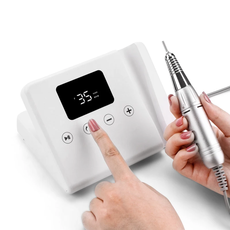 12 Drilling Bits Holes Nail Drill Machine Touch Screen 35000Rpm Gel Polish Filing Machine Desktop Nail Polish Drill Machine