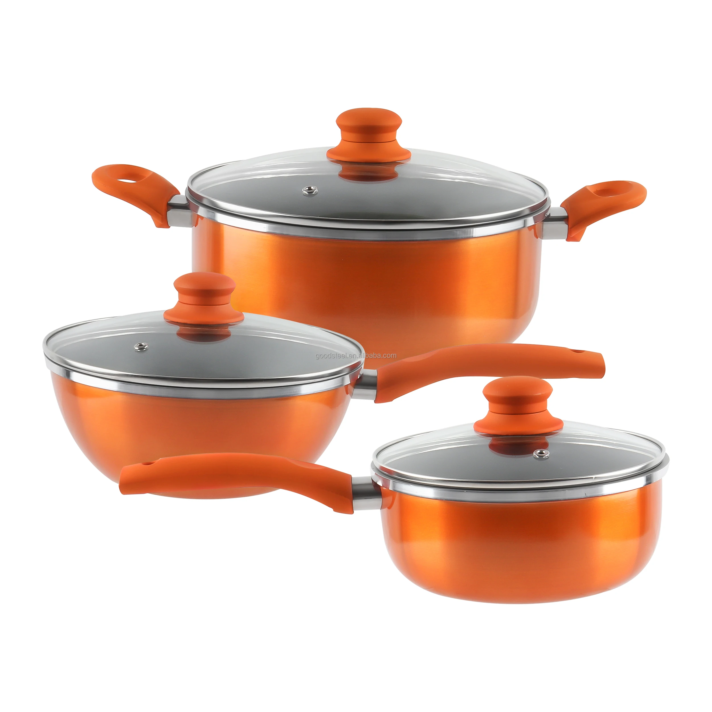 Ruby Red Fine Diamond Coat IH Compatible Gray Ceramic Coating Nonstick Aluminum Cookware Set MSF-6656