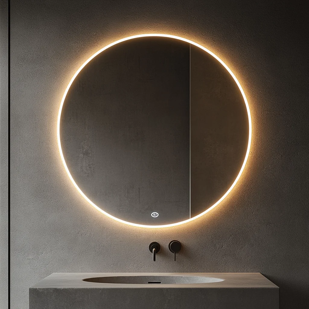 Hotel Bathroom Vanity Wall Half Round Mirror Customized Led Backlit Defogger Smart Half Moon Bath Mirrors