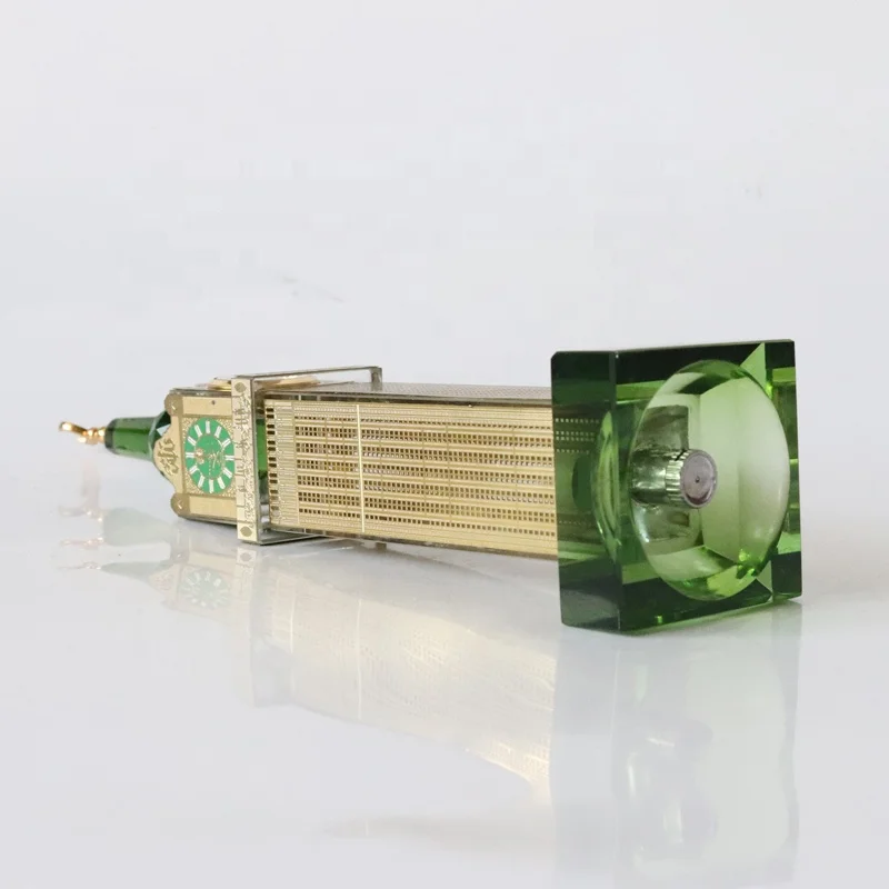 Crystal Makkah Mecca Clock Tower Model With Led Light Base For Abraj Al Bait Islamic Souvenirs
