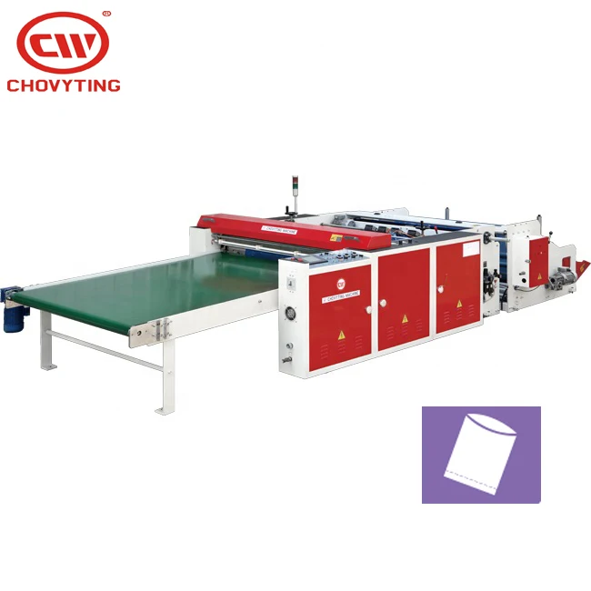 2 line Automatic LDPE polythene Flying Knife Cutting plastic bag machine Heavy Duty Bottom Sealing flat Bag Making Machine