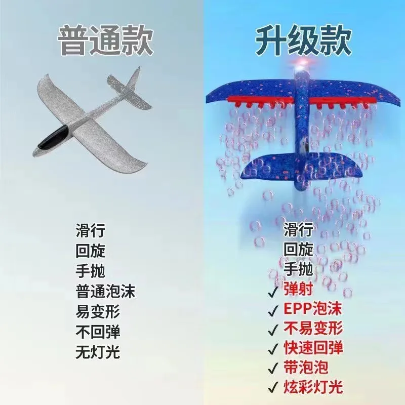 Bubble Gun Foam Plane Launcher Catapult Glider Airplane Gun Toy Children Outdoor Game Bubble Model Shooting Fly Roundabout Toys