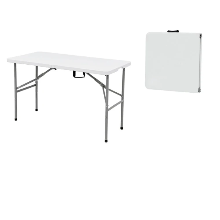 4ft 122cm Table Foldable White Garden Molded Furniture Folding Rectangular Dining Table For Home High Quality
