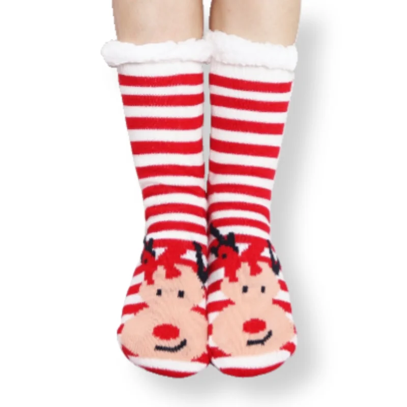 Multicolored Winter Warm Socks Fuzzy Christmas Soft Thick Warmer Mid-Calf Length Knitted Socks