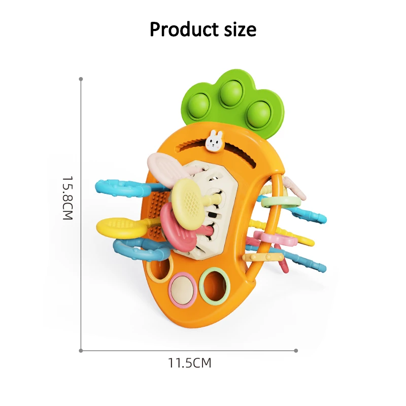 2024 New Silicone Pull Cord Activity Toddler Sensory Toys Baby Silicone Pull String Toys For Baby