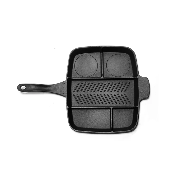 Divided frying grill pan nonstick skillet pan with separate compartments