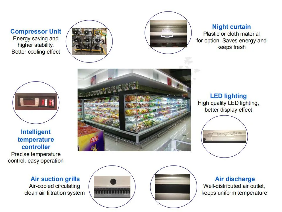 Commercial Display Fridge Supermarket Vitrine Refrigerator