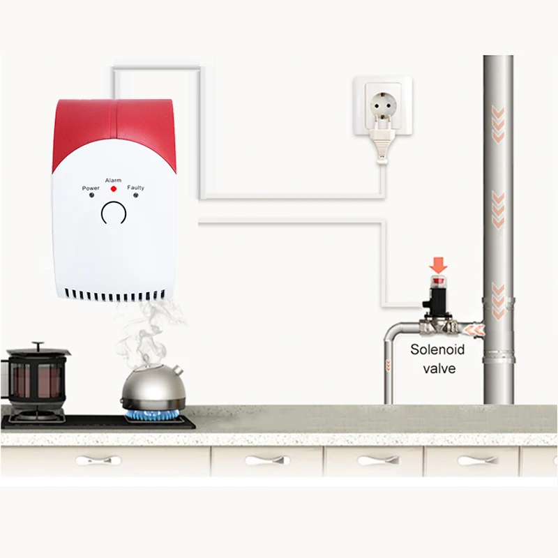 OEM ODM Home Kitchen 12V LPG Natural Gas Leakage Alarm Sensor Methane Gas Detector