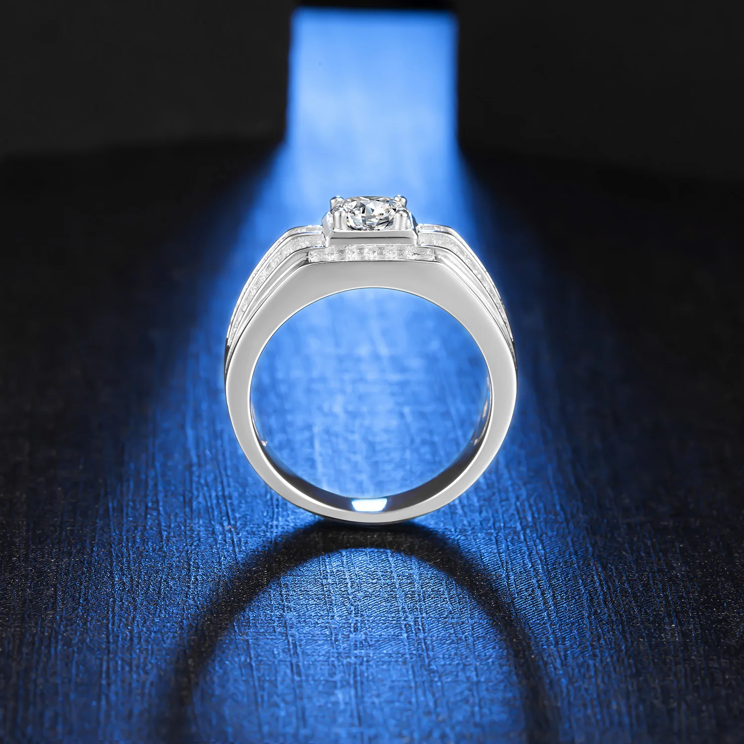 white gold plated moissanite ring for men real silver ring for mens finger 1 ct d color moissanite men jewelry