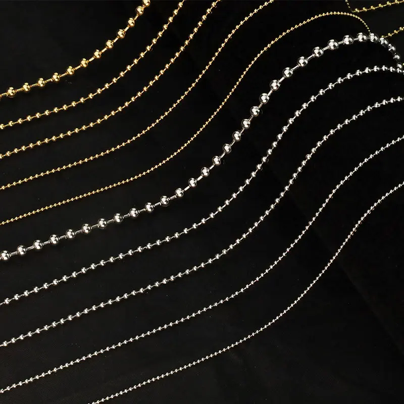 52 см цепочка Diy ювелирные аксессуары из нержавеющей стали 1 2-8 мм бисером шариковые цепи на заказ длина