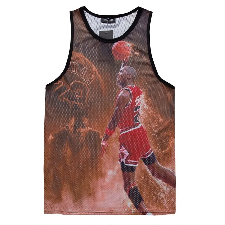Full digital print basketball uniforms polyester mesh basketball tops